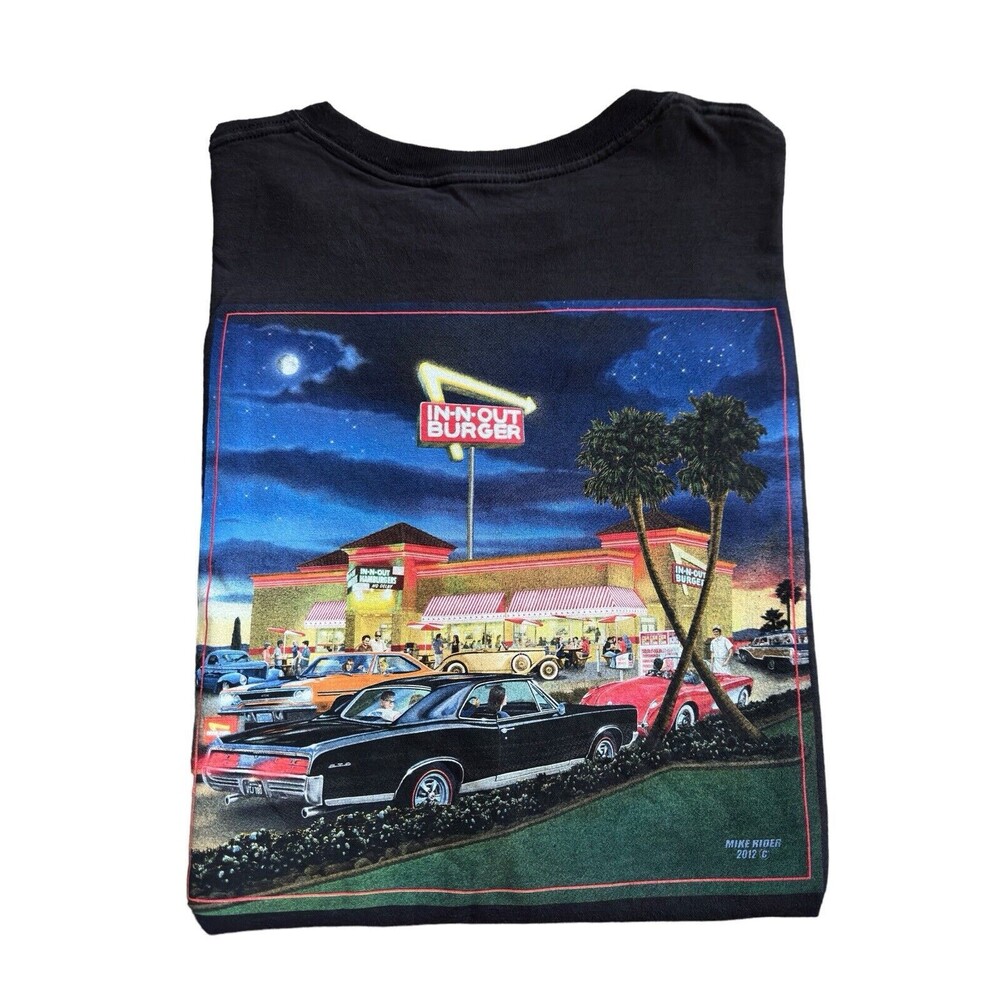 Vintage In and Out Burger California Shirt 3XL hanes Beefy Classic Cars 2012